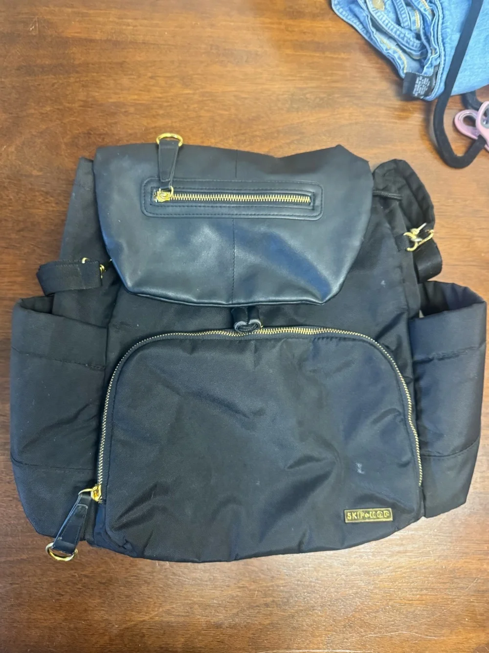 Skip Hop Black and gold Diaper Backpack Tote